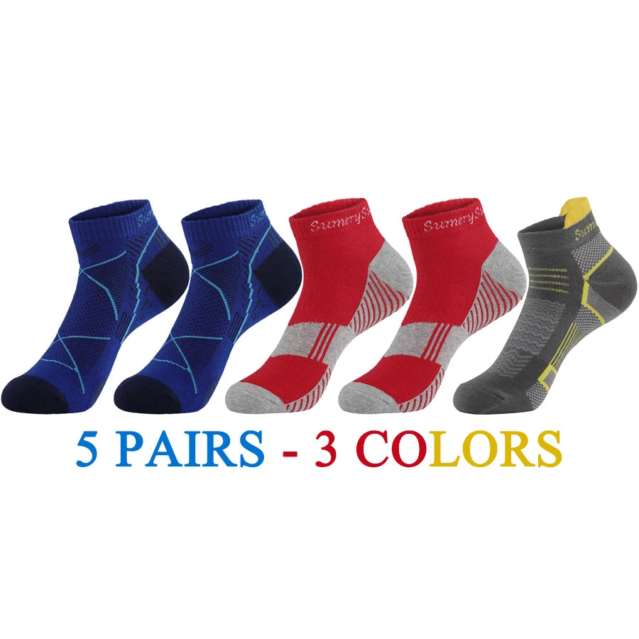 5 Pairs/Lot Mens Running Socks Casual Outdoor Sports Cotton Orange Red Stripes Compression Black 15 Styles Travel Hot Sale 2024