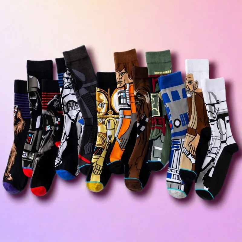 1 pair Autumn Winter Anime Socks Movie Women socks Master Yoda R2-D2 Cosplay Socks Wookiee Jedi Knight Novelty Men's Socks 37-45