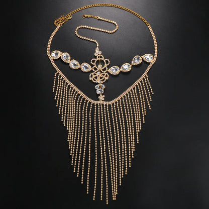 Charms Sexy Rhinestone Tassel Masquerade Face Jewelry For Women Facial Accessories Banquet Party Mask Full Face Chain Decoration