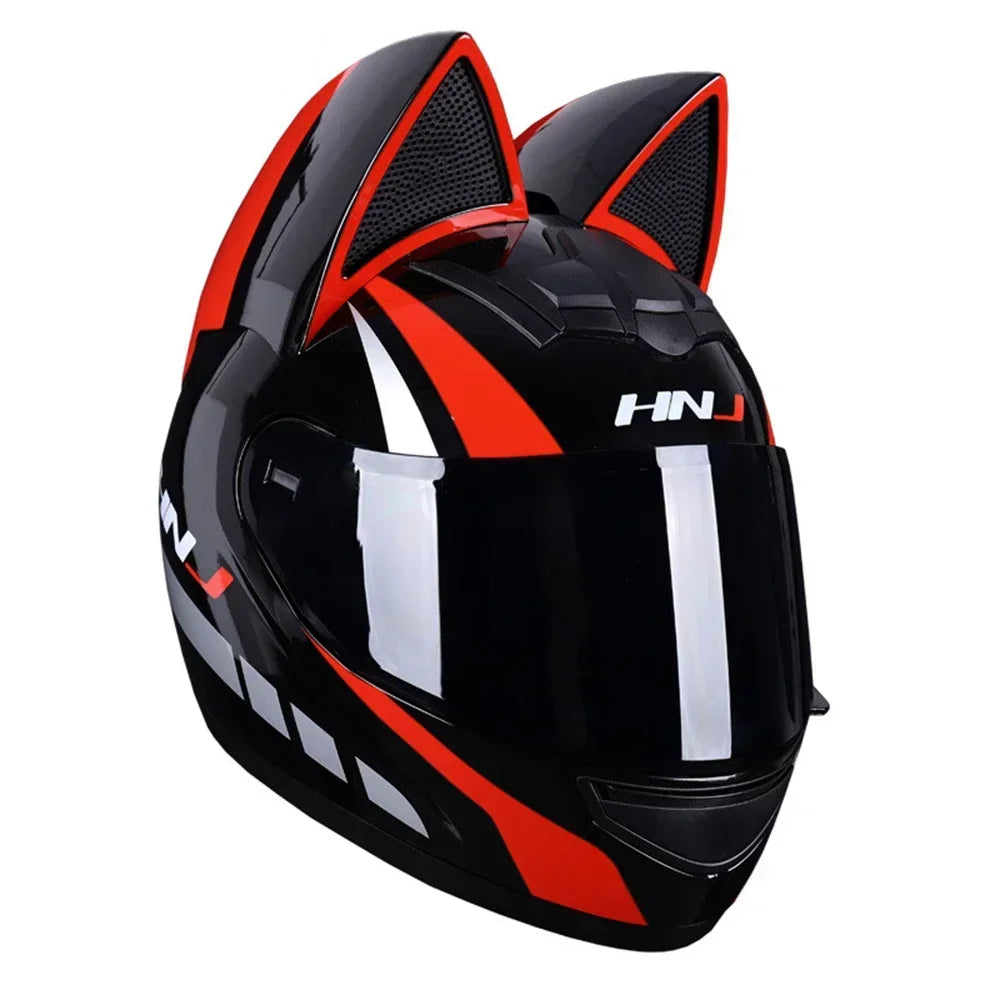 KEMITOUR Full Face Motorcycle Helmet DOT Certification Cat Ear Safety Moto Helmet For Women Men Breathable Gift For Girlfriend