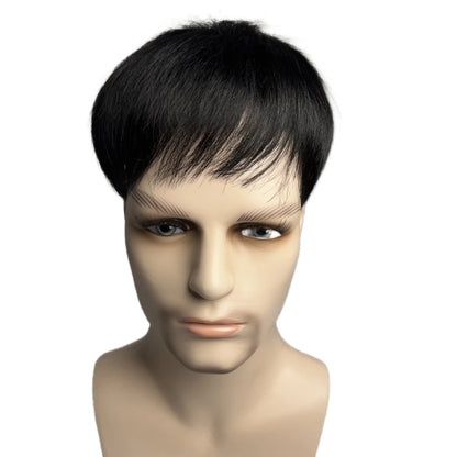 100% Human Hair Toupee Wigs for Men Hair Male Wig Capillary Prothesis Replacement System Men's Wig Real Hair for Cover Grey Hair