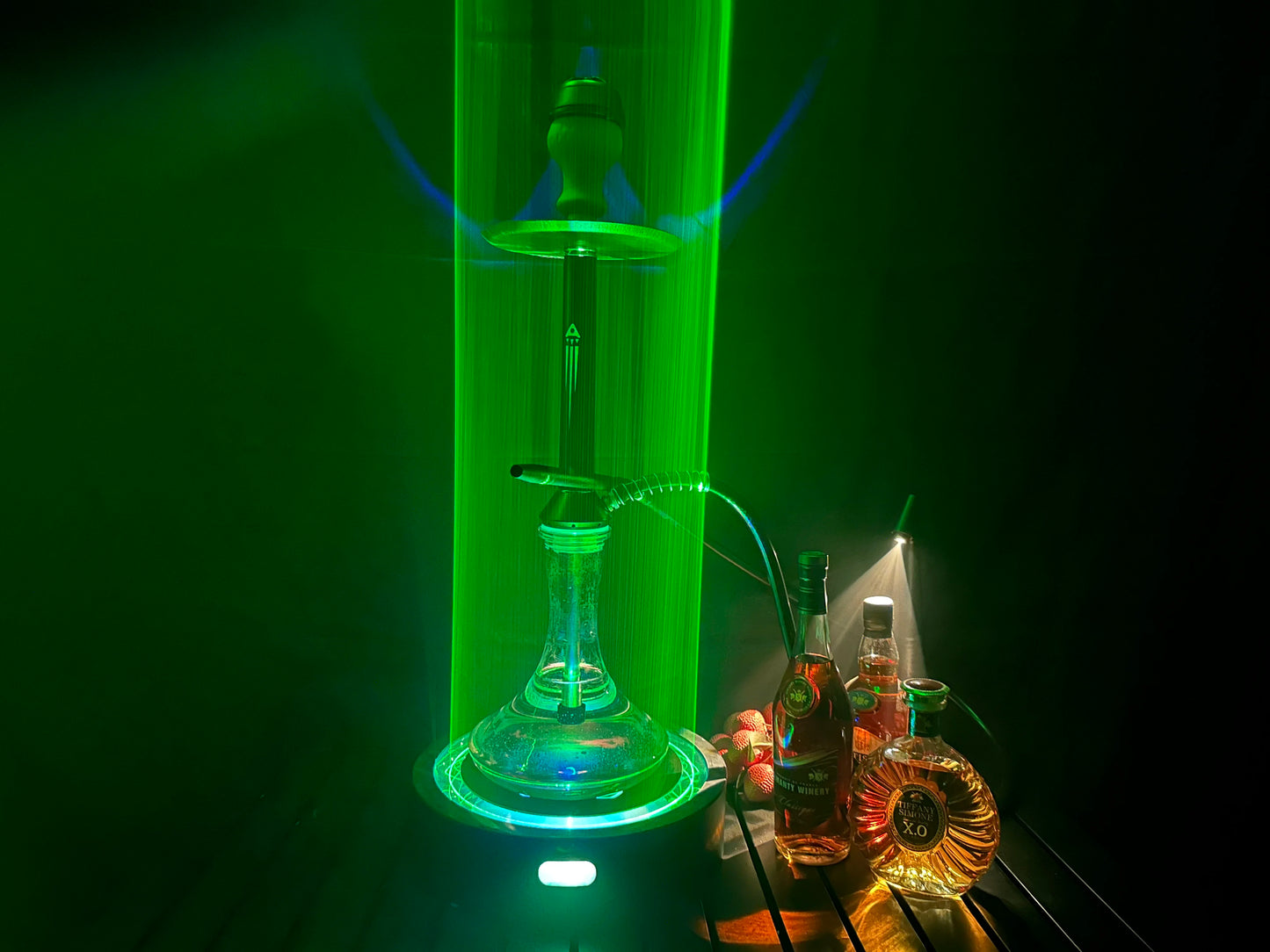 LED Smoking Table Lamp with Laser Light & Charging Base for Hookah Portable Neon Smoke Glow Lamp for Bar Party Laser Effects