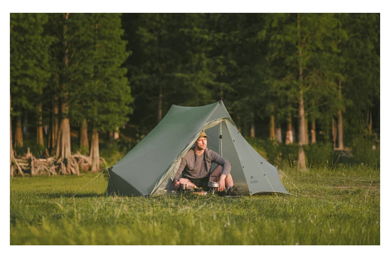 Naturehike Ultra Light Hiking Tent 2 Person Outdoor Camping Pyramid Tent 15D Nylon Waterproof Portable Backpacking Tent with Mat