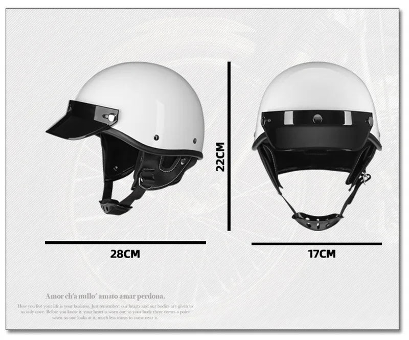 Motorcycle Half Helmet Vintage Motorbike Helmets Men Women Unisex Scooter Four Seasons Helmet Motocross Open Face Helmet S-XL