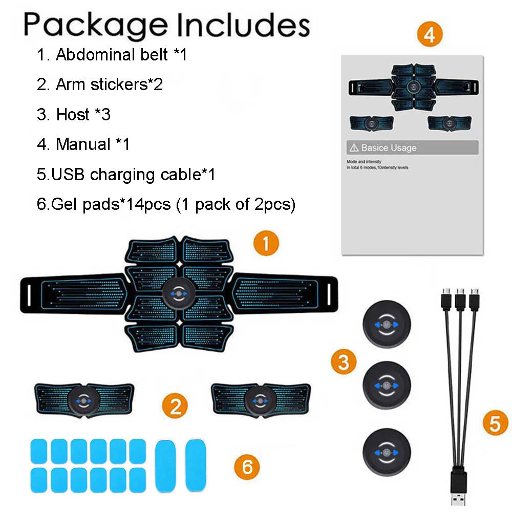 Eletroestimulador EMS Abdominal Muscle Stimulator Electric Massager Electrostimulation Hip Trainer Home Gym Fitness Equipment
