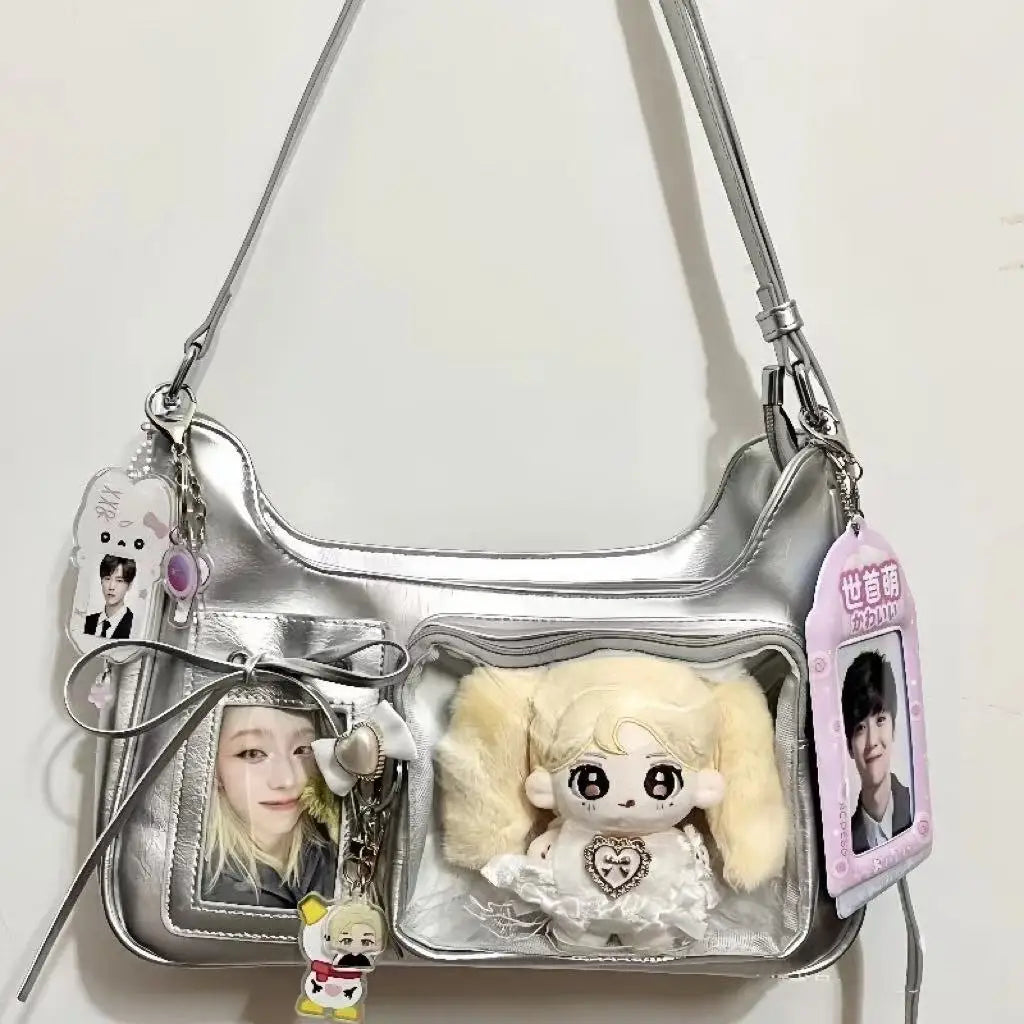 SS Y2k Harajuku Shoulder Bag Women Korean Transparent Ita Bag School Crossbody Bag Female Japanese Designer Preppy Handbag Purse