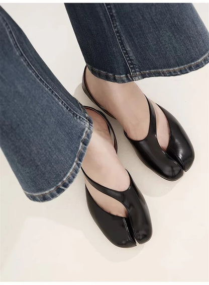 Luxury Tabi Flat Sandals Women Summer Patent Leather Split Toe Slingbacks Ballet Shoes Brand Designer Banquet Wedding Sandalias