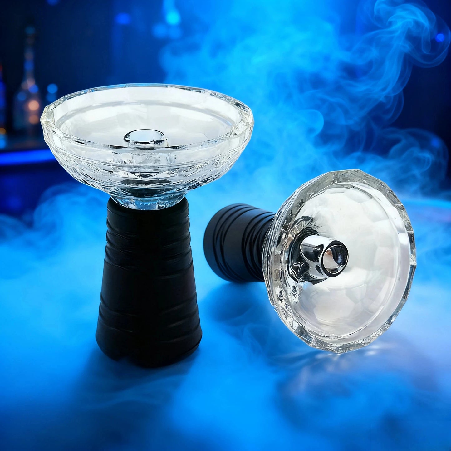 Premium  Crystal Glass Hookah Bowl with Anti-Slip Silicone Base - Heat-resistant Clear Chicha Narguile Shisha Tobacco Holder