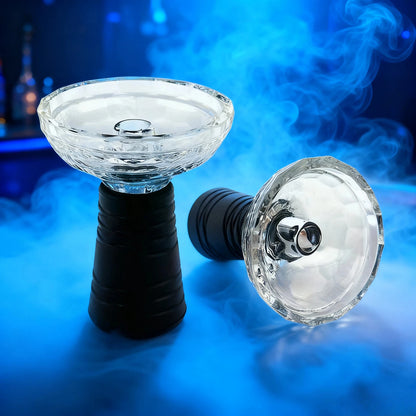 Premium  Crystal Glass Hookah Bowl with Anti-Slip Silicone Base - Heat-resistant Clear Chicha Narguile Shisha Tobacco Holder