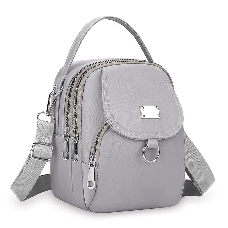Lightweight Nylon Women's Crossbody Bag, Casual Mini Handbag with Multiple Zip Pouch, Chic Design Shoulder Bag for Everyday Use