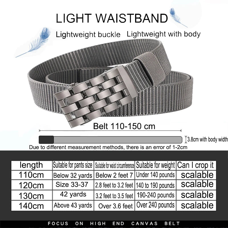Men's Fabric Belt Nylon Canvas Automatic Belt Man Designer Belts Men Working Waistband Casual Men's Trousers Waist Belt ZX006
