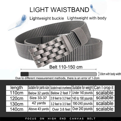 Men's Fabric Belt Nylon Canvas Automatic Belt Man Designer Belts Men Working Waistband Casual Men's Trousers Waist Belt ZX006