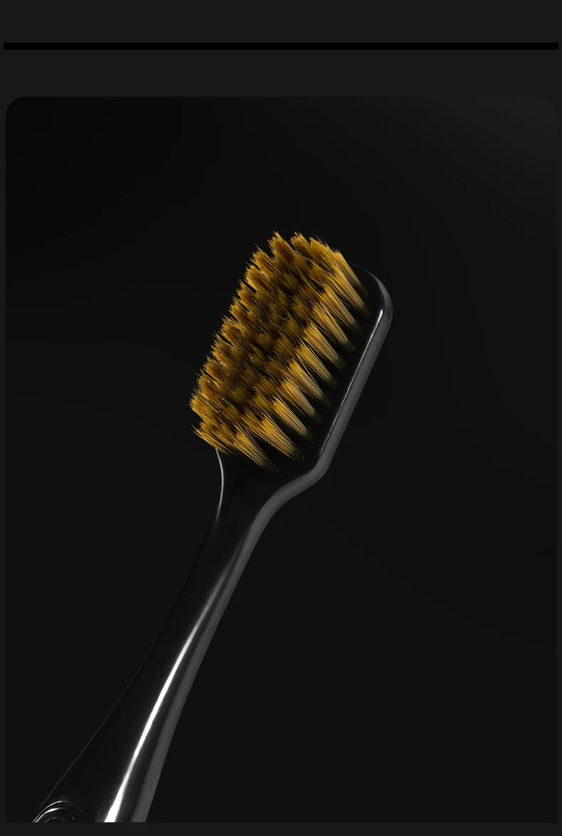 [6-Pcs Gift Boxes] New high-looking black gold printed small head household couple travel soft-bristle toothbrush