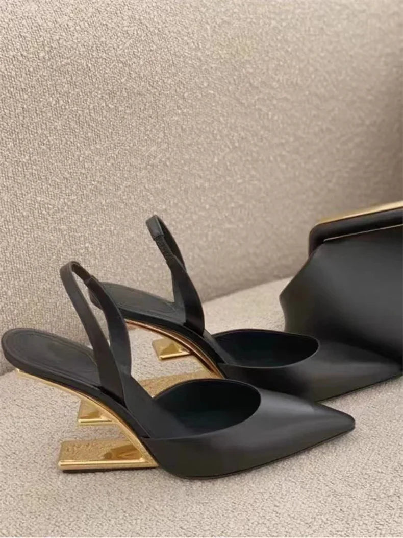 Women Single Shoes Fashion Sexy Anti Slip High Heels 2025New Special-shaped Half-support Simple Banquet Shoes for Women Footwear
