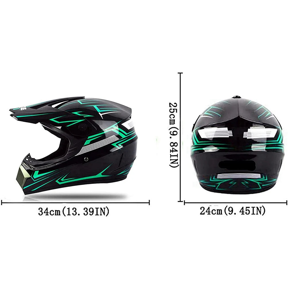 Motorbike Helmet Set Full Face MTB Helmet with Goggles Gloves Face Cover