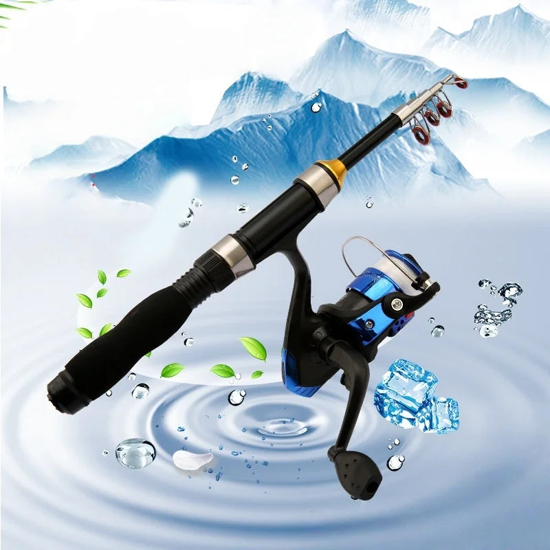 1.0-2.3M Ultra Short Small Sea Fishing Rod with Fishing Wheel Telescopic Ultra Short Cross Sectional Fiberglass Rod Set