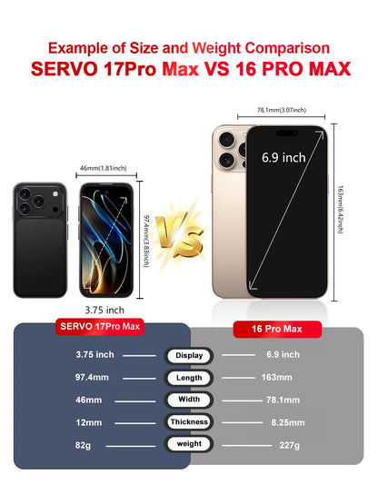 SERVO 17 PRO MAX mini Smartphone 3.75" Fullview Display 3G WCDMA Dual SIM Card GPS Face Unlock Android Small Smart Mobile Phones