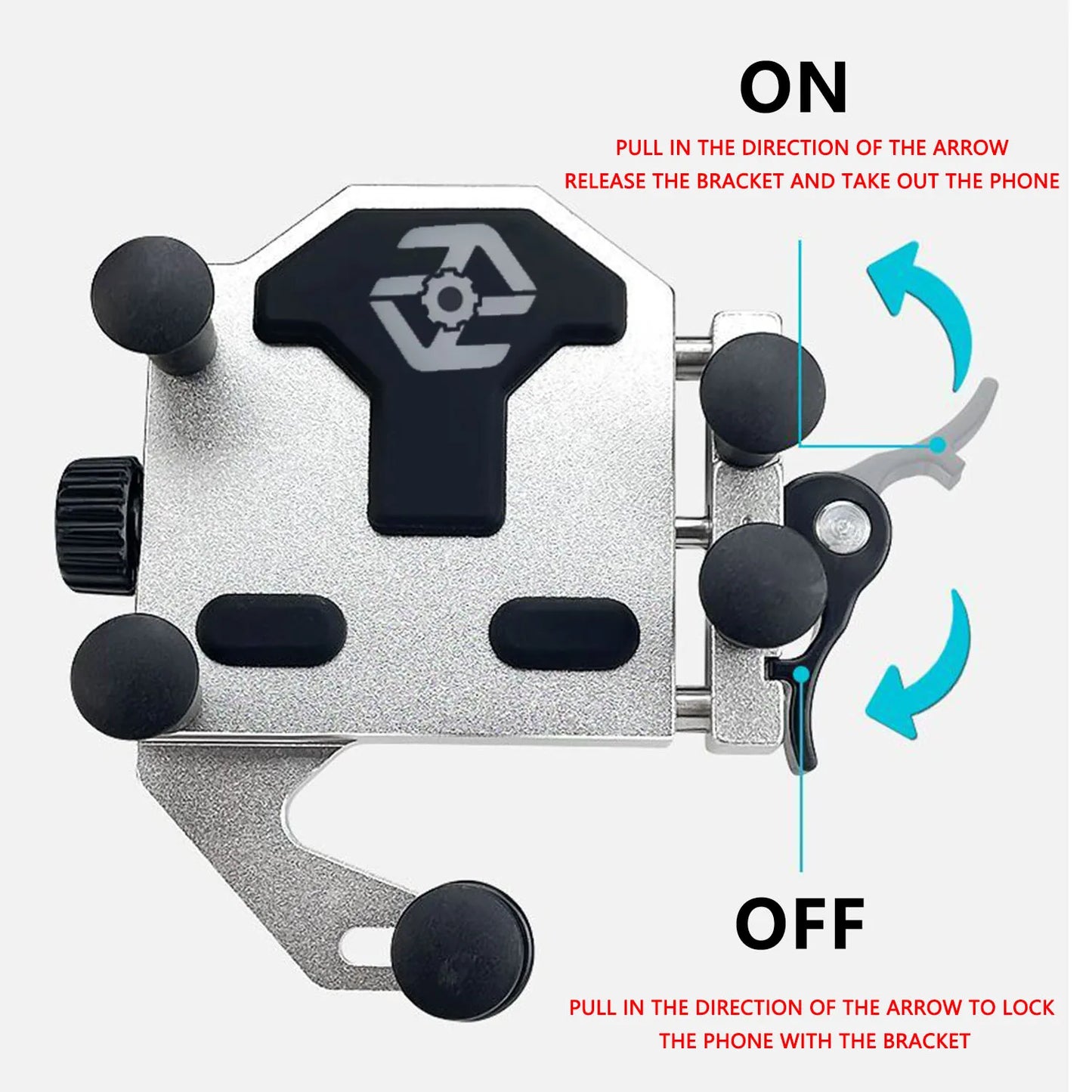 Motorcycle Phone Holder Universal Alloy Shock-Absorbing Motos Bicycle Handlebar Navigation Bracket 360° Rotary Adjustable Stand