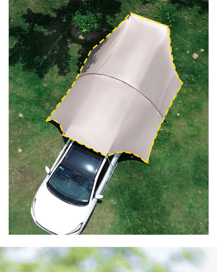 Car Awning Tent 210D Waterproof Windproof UV Sun Shelter Anti-Mosquito Beach Camping Tent Portable for Outdoor