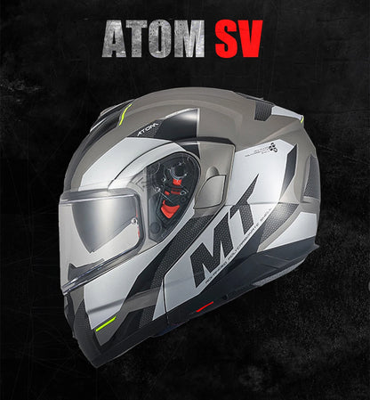 New Arrival Motorcycle Flip-Up Helmets Atom Sv Dual Lens Off Road 4 Seasons Helmets Color Options M-4Xl