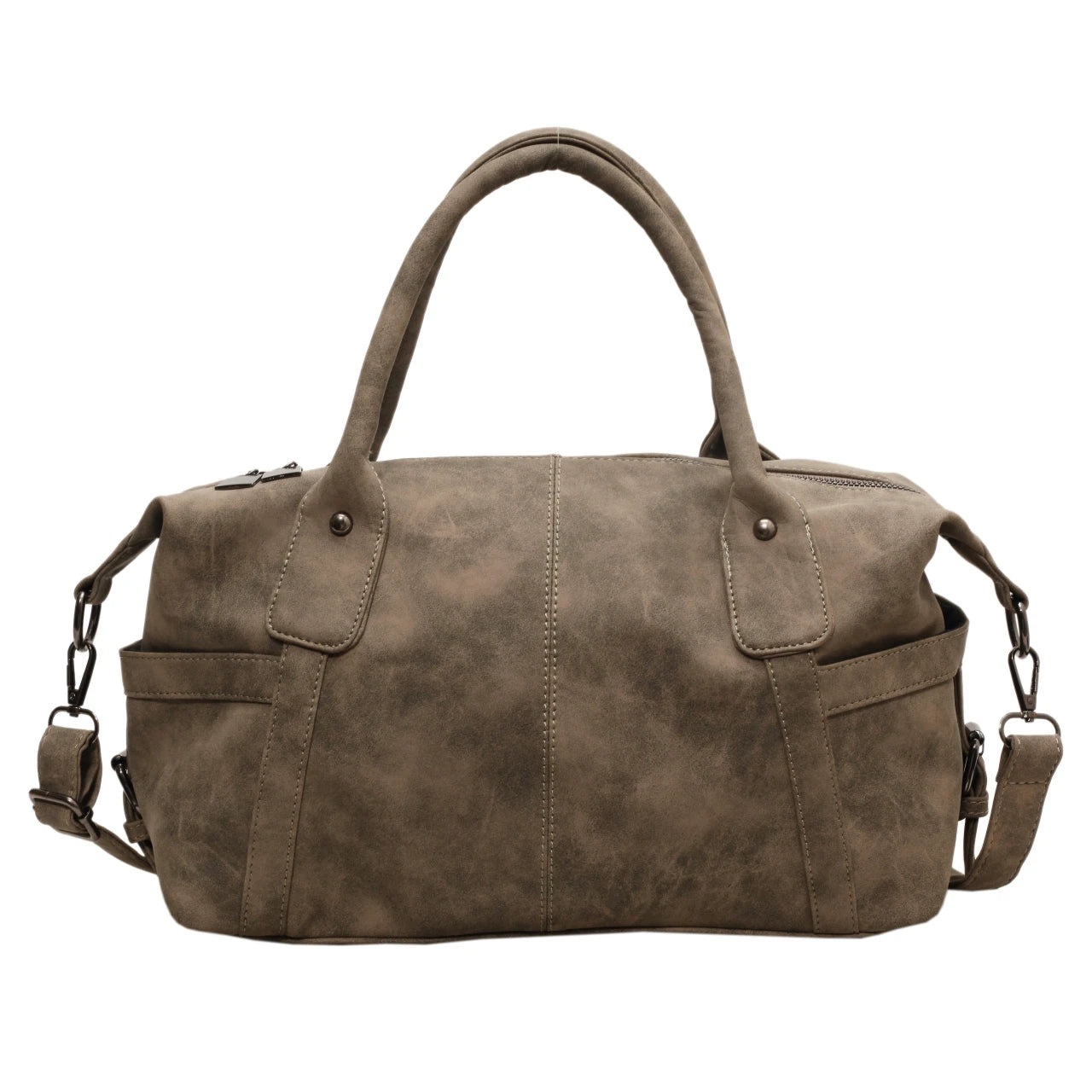 Retro Distressed Suede Texture Boston Hobo Bag Large Capacity Tote Handbag Shoulder Crossbody Bag for Women Daily Commute Trave