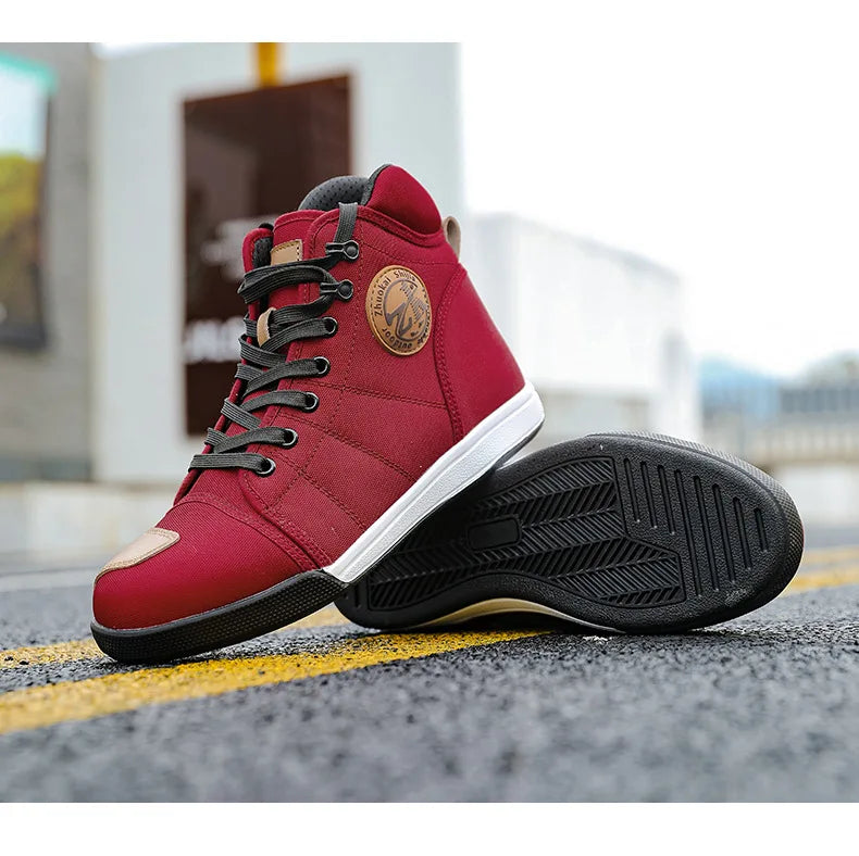 Motorcycle Shoes Men Riding Boots Casual Flat Shoes Anti-collision Toe Heel Protection Outdoor Cycling Motobike Sports Sneakers