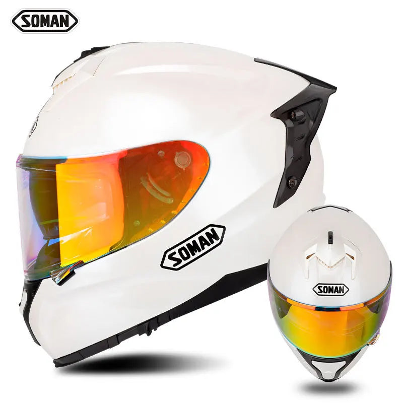 SOMAN ECE Motorcycle Helmet Adjustable Double Lenses Full Face Helmet Motocross Head Protection Anti-Fall Biker Motorbike Helmet