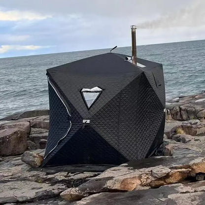 Tente de sauna mobile extérieure carrée portable, adaptée à la randonnée  camping en hiver, avec fonction d'isolation thermique