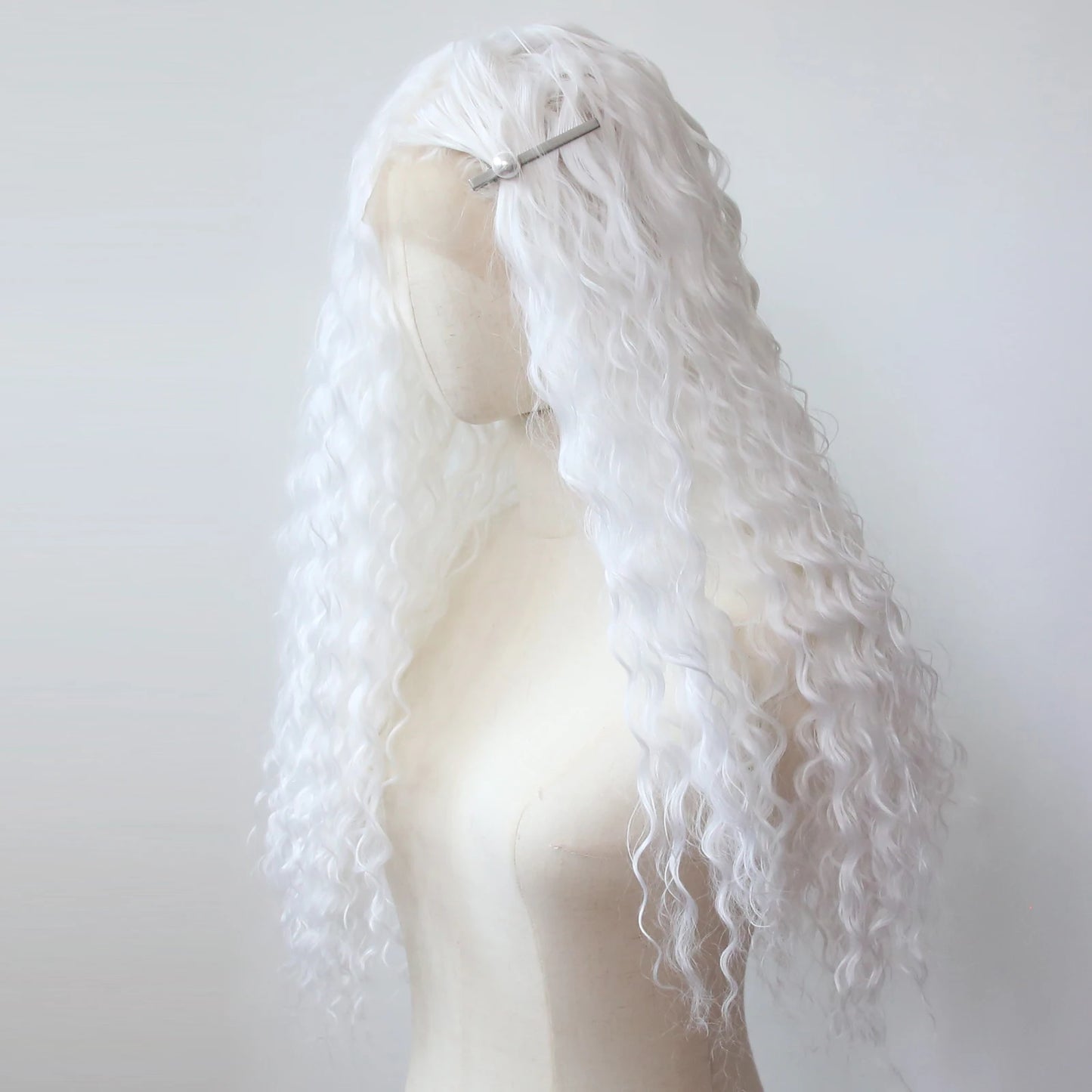Black Romance Curly Synthetic Lace Front Wig Long Deep Curly Jet Black Lace Front Synthetic Wig Pre Plucked Natural Hairline