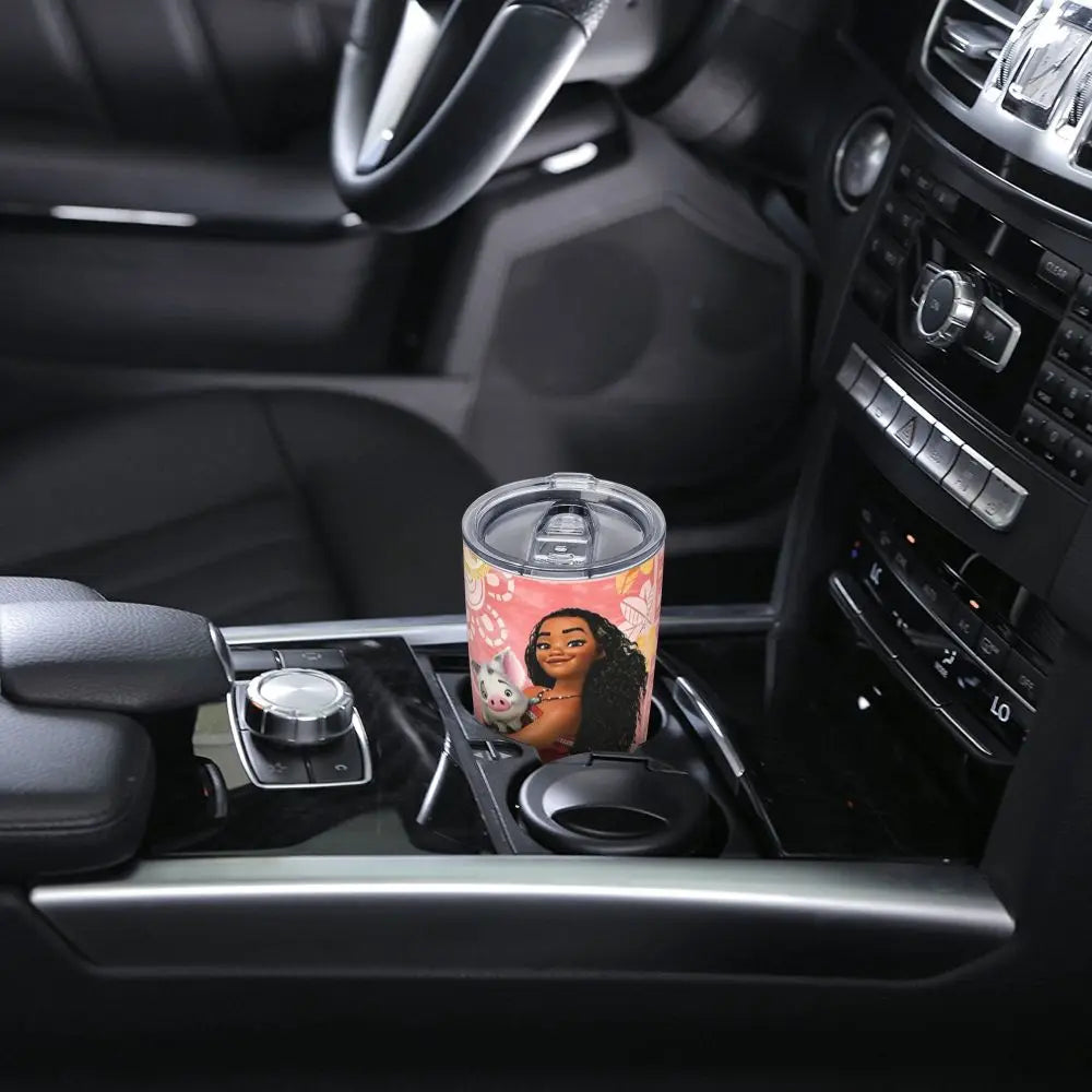 Moana and Pua Cartoon Movie Insulated Tumbler with Straws Stainless Steel Coffee Mugs Double Wall Car Bottle Cups 20oz