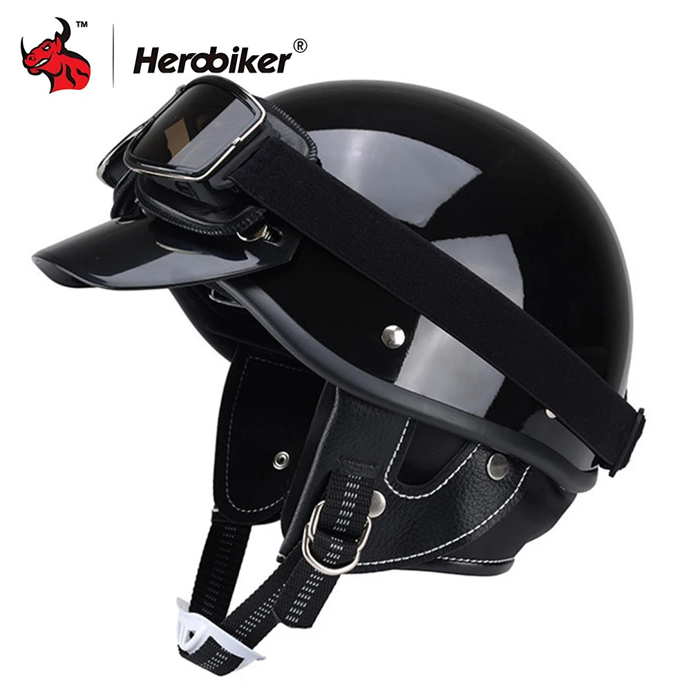 Motorcycle Half Helmet Vintage Motorbike Helmets Men Women Unisex Scooter Four Seasons Helmet Motocross Open Face Helmet S-XL