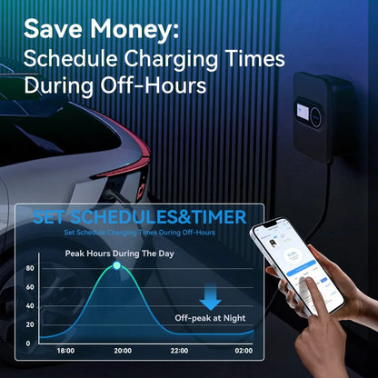 Khons Level 2 Electric Vehicle Charger Station NEMA 14-50 240V 48A Fast Smart Charging at Home For All J1772 EV