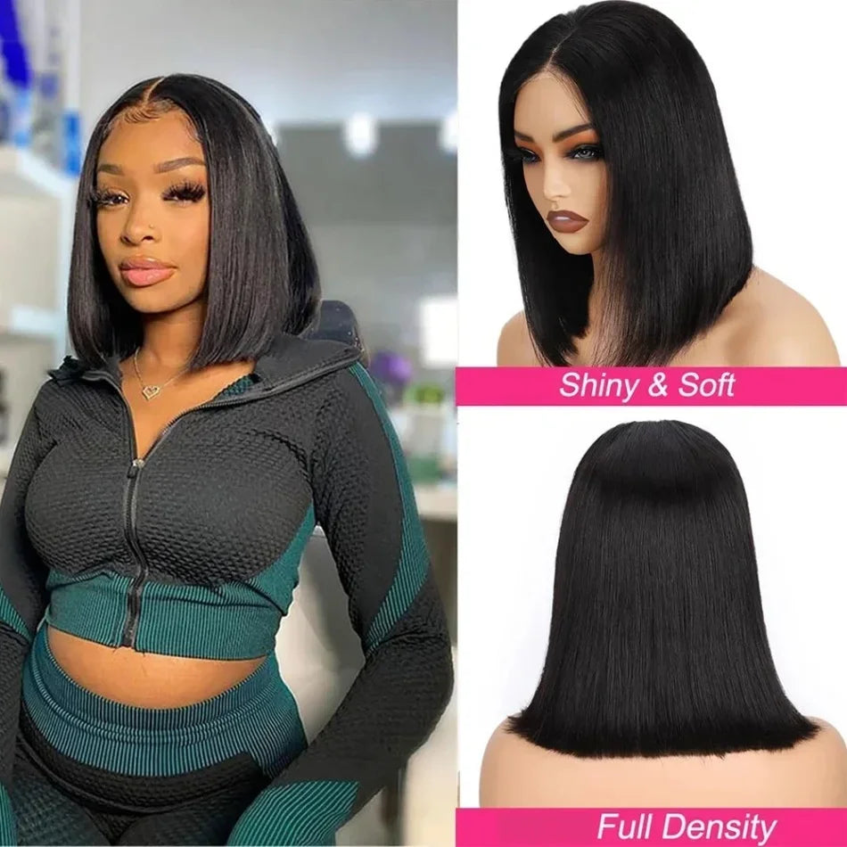 2026 Ready To Wear Glueless Bob Straight Wig Human Hair Wigs Short Bob No HD Lace Frontal Wig Closure Black Wigs For Women