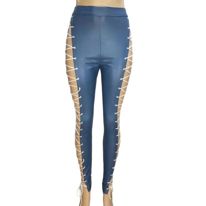 Sexy 2025 fashion vintage streetwear leather pants women summer goth leggings festival clothing emo black pencil pants trousers