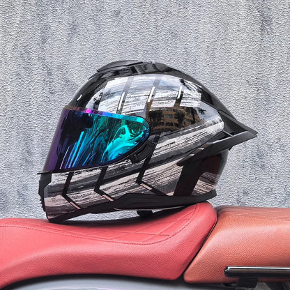 Motorcycle helmet, men's and women's dual lens full face helmet, motorcycle sports car, all season full face helmet