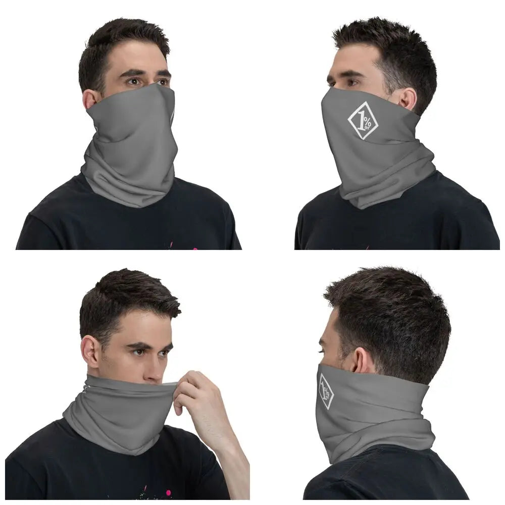 One Percenter 1% Bandana Neck Gaiter Printed Motorcycle Club Biker Wrap Scarf Multifunctional Headwear Outdoor Unisex Adult