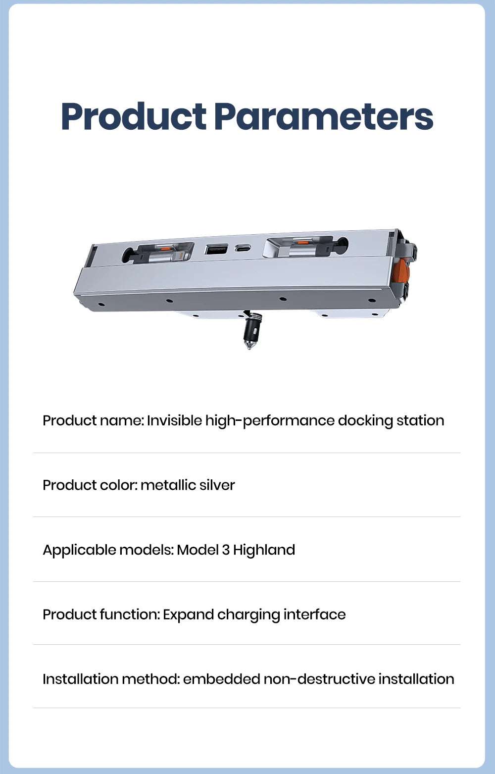 YZ For Tesla Model 3 Y Highland Juniper  Docking Station Fast Charger Intelligent Expansion Dock Central Control Charging Shunt