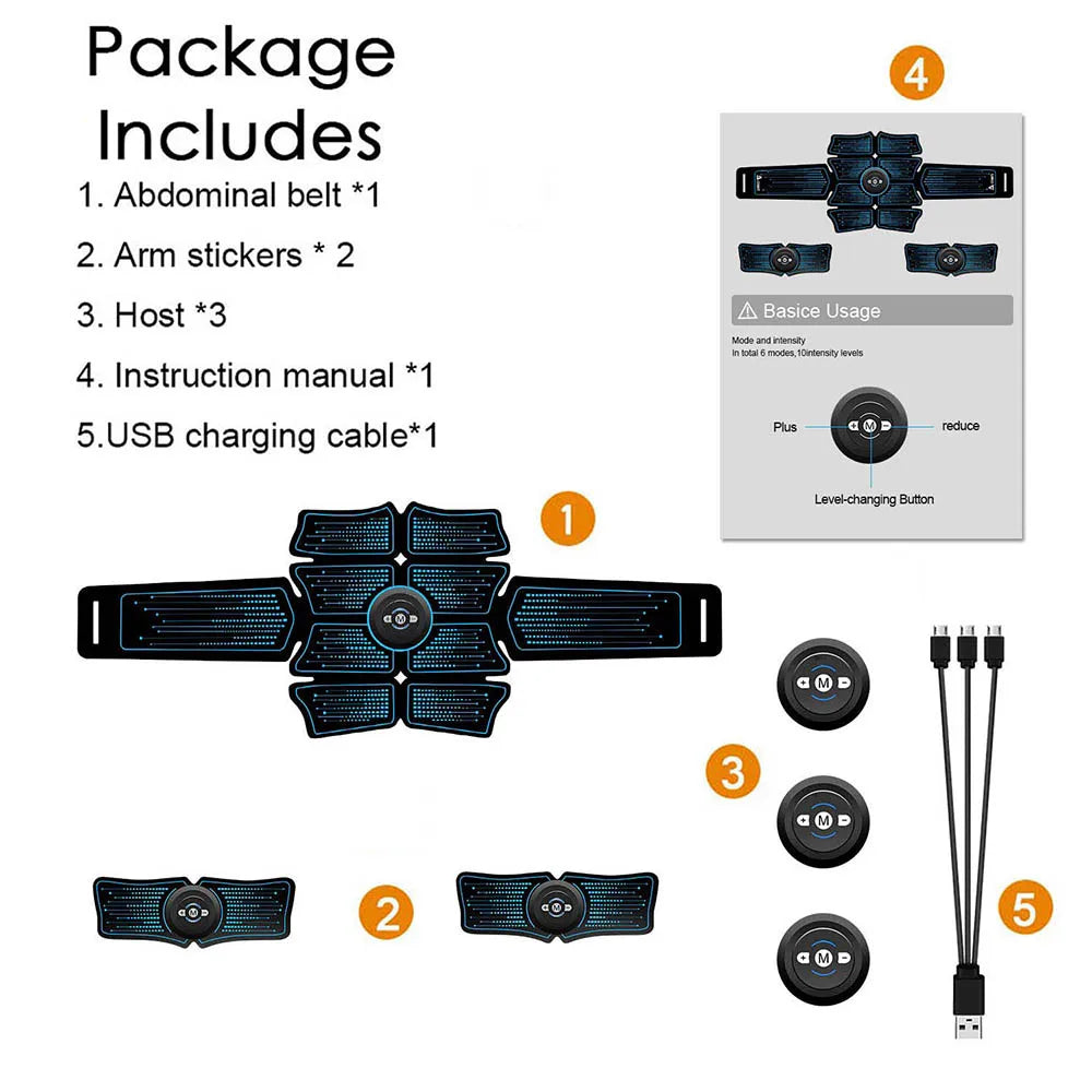 Eletroestimulador EMS Abdominal Muscle Stimulator Electric Massager Electrostimulation Hip Trainer Home Gym Fitness Equipment
