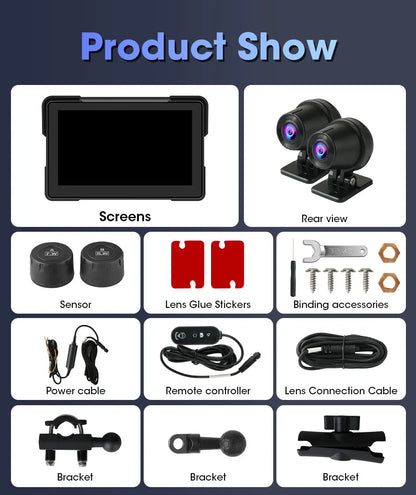 7 inch Motorcycle CarPlay Screen With TPMS GPS for Moto Navigation Display Screen Android Auto Digital Motorcycle Dashboard BT