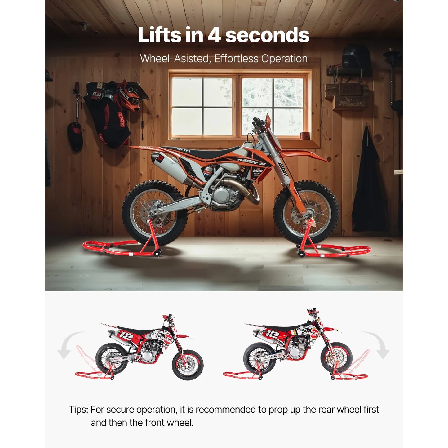 SucceBuy Motorcycle Stand Lift 850lbs Front Rear Combo Stand Lift Front Wheel Dual-Fork Stand Rear U+L Fork Swingarm Spool Stand
