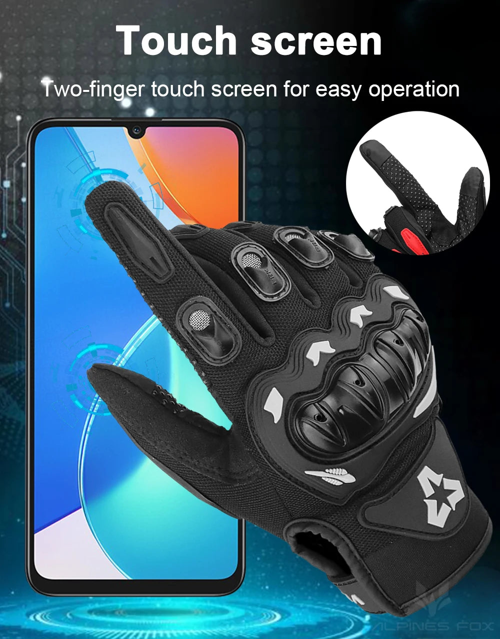 VEMAR Summer Motorcycle Gloves Men Black Full Finger Touchscreen Cycling ATV MTB Guantes Moto Luvas Bike Riding Glove Women Red