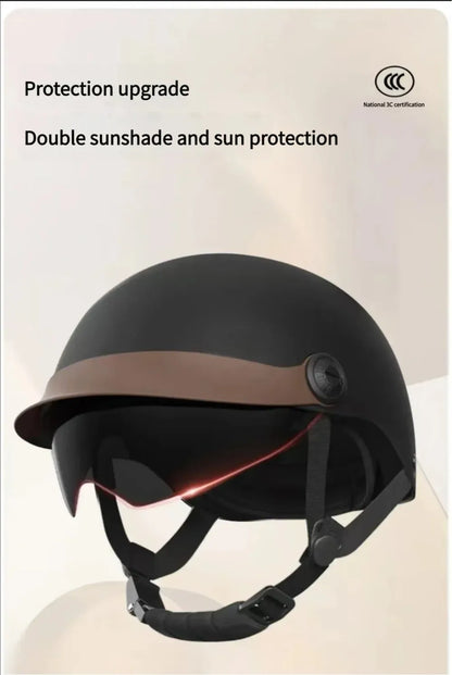 Vintage Ultra Light Electric Bicycle Helmet Sunscreen Breathable Motorcycle Half Helmet Fall Prevention Safety Helmets Riding