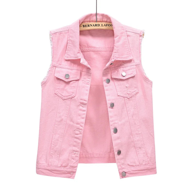 Coats Fashion Clothes Casual Vintage Elegant Sleeveless Denim Vest for Women Jacket Spring Streetwear Women Clothing Autumn