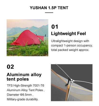 WIDESEA Outdoor Camping 1.5 person Double-Layer Fish Spine tent 15D Nylon Silicone-Coated  Lightweight for Hiking & camping