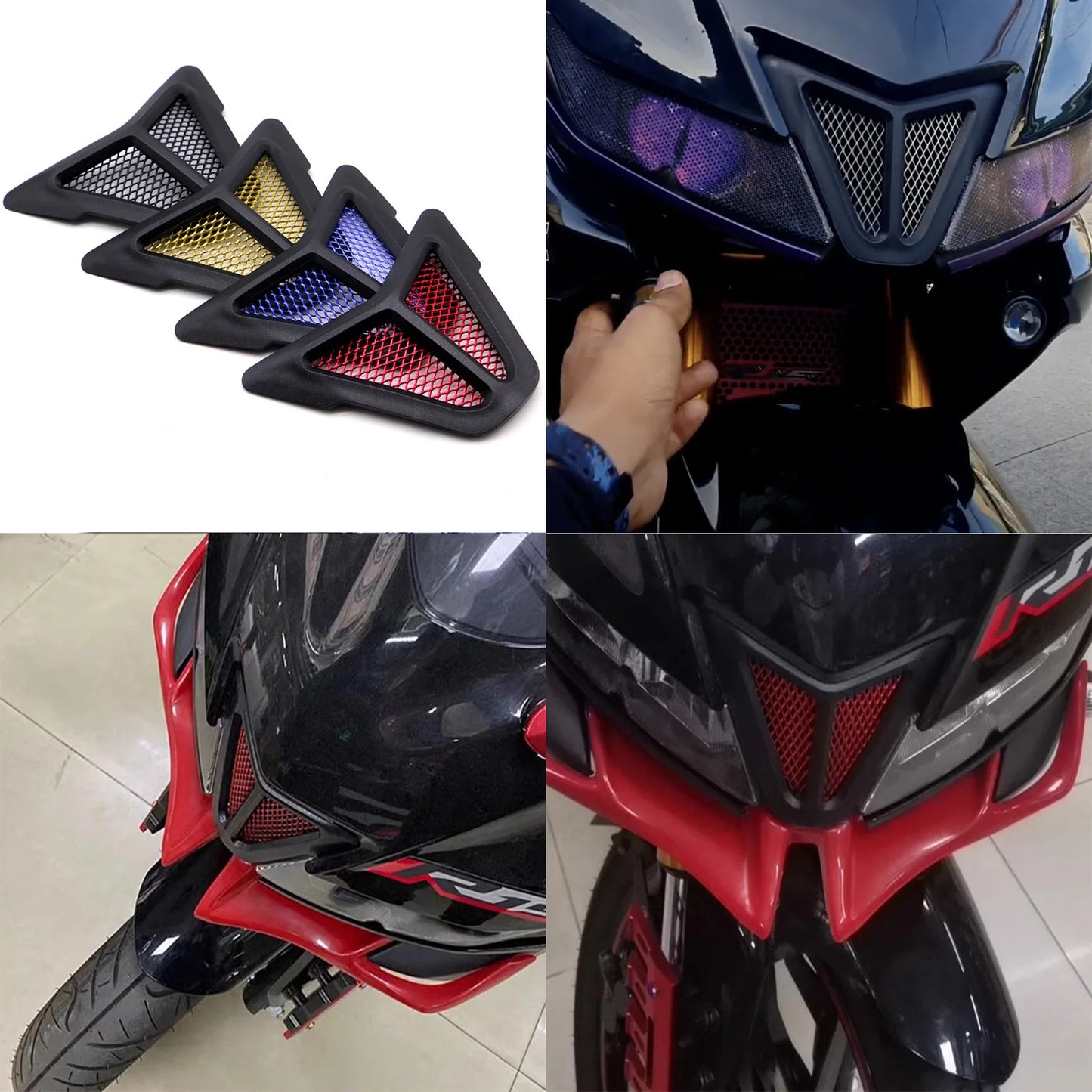 Dirt bike accessories moto decorative air Inlet Head Cover Aluminum Mesh Intake Guard Protector for Yamaha R15-V3 2017-2020