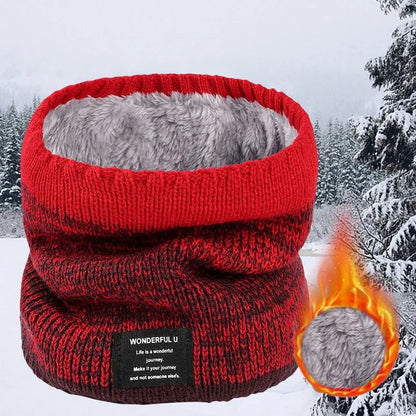 Winter Scarf for Men Fleece Ring Bandana Knitted Warm Solid Scarf Women Neck Warmer Thick Cashmere Hot Handkerchief Ski Mask