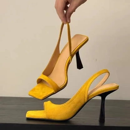 High Heels Women Sandals Luxury Elegant Heels Shoes Fashion Slippers New Square Toe Sexy Pumps Dress Party Female Slides