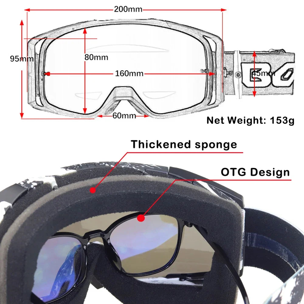 Dirt Bike Goggles with Tear-Off Quick-Release Ready Lens UV400 Motocross Glasses TPU Dual-Cycle Defogging Motorcycle Eyewear