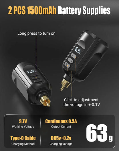 Complete Wireless Tattoo Machine Kit with 2 Batteries, 20 Needles, and 14 Ink Colors for Professional Tattooing Supplies