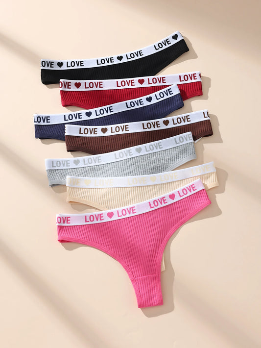7Pcs Women's Cotton Thongs Sexy Panties Low Waist Underwear Girls Briefs G-String Breathable Ladies Panty Soft Female Lingerie